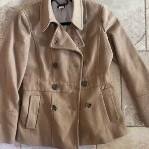 Women's Tan Double-Breasted Coat